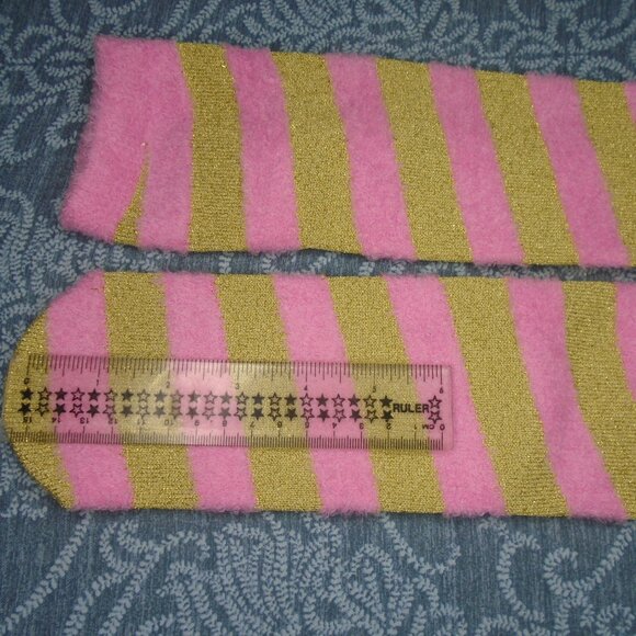 Pink & Gold Slipper Socks, NWOT, Warm Fuzzy Sox with Metallic Gold - Picture 5 of 7